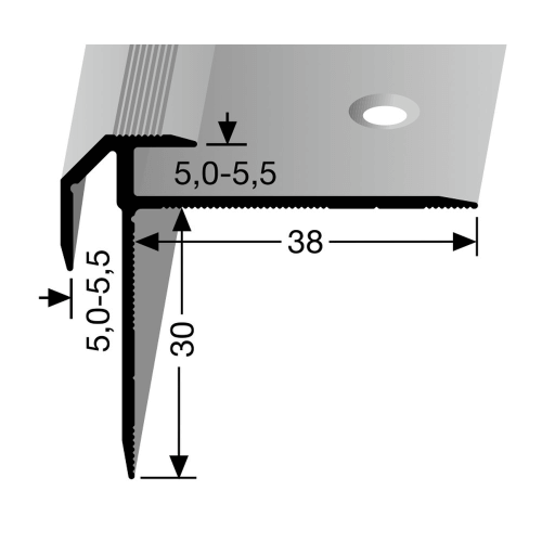 Inschuif Trapneusprofiel PVC schroef RVS tot 5,5mm | 250cm