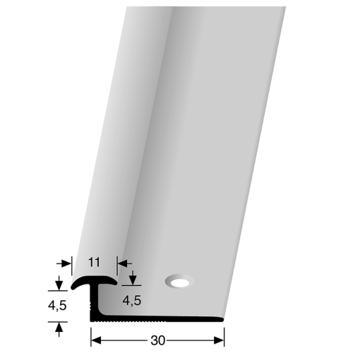 PVC overgangsprofiel zwart t.b.v. 4.5mm | 300cm